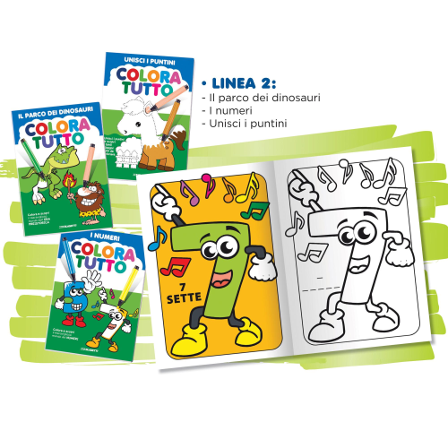 Album da colorare - Dinosauri e Numeri - 24 facciate - Blasetti - conf. 6 pezzi